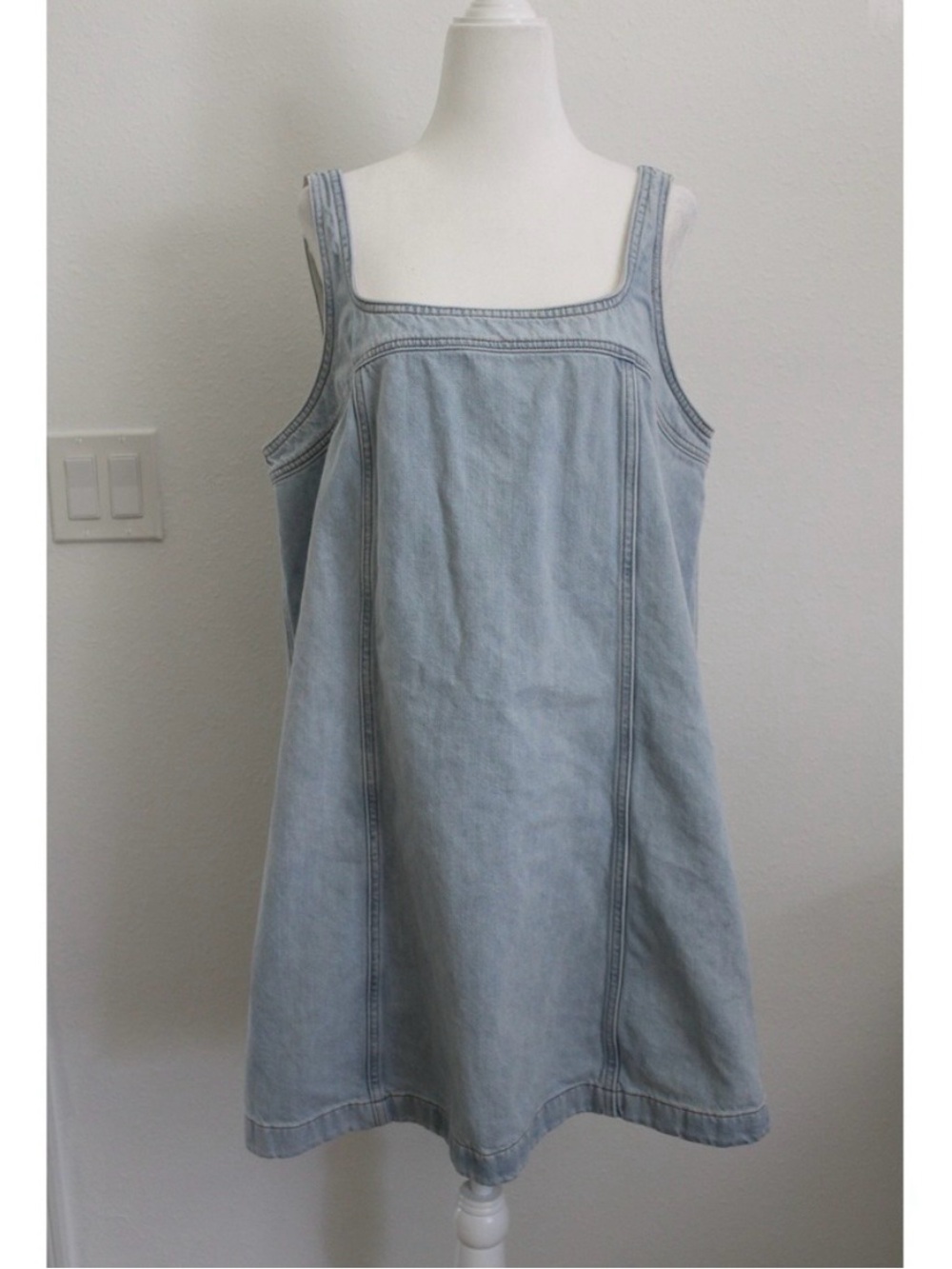 Madewell Light Wash Denim Square-Neck Mini Dress – Size 10